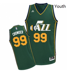 Youth Adidas Utah Jazz 99 Jae Crowder Swingman Green Alternate NBA Jersey 