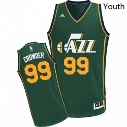 Youth Adidas Utah Jazz 99 Jae Crowder Swingman Green Alternate NBA Jersey 