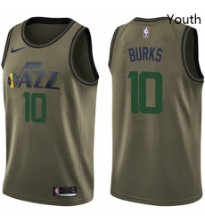 Youth Nike Utah Jazz 10 Alec Burks Swingman Green Salute to Service NBA Jersey