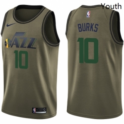 Youth Nike Utah Jazz 10 Alec Burks Swingman Green Salute to Service NBA Jersey