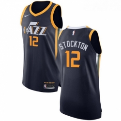 Youth Nike Utah Jazz 12 John Stockton Authentic Navy Blue Road NBA Jersey Icon Edition
