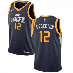 Youth Nike Utah Jazz 12 John Stockton Swingman Navy Blue Road NBA Jersey Icon Edition