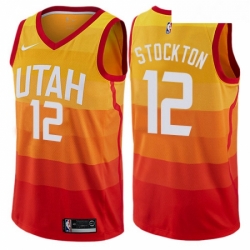 Youth Nike Utah Jazz 12 John Stockton Swingman Orange NBA Jersey City Edition