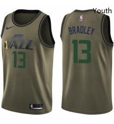 Youth Nike Utah Jazz 13 Tony Bradley Swingman Green Salute to Service NBA Jersey 