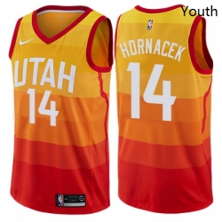Youth Nike Utah Jazz 14 Jeff Hornacek Swingman Orange NBA Jersey City Edition