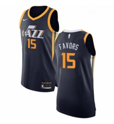 Youth Nike Utah Jazz 15 Derrick Favors Authentic Navy Blue Road NBA Jersey Icon Edition