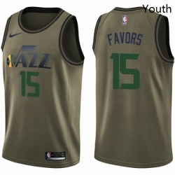 Youth Nike Utah Jazz 15 Derrick Favors Swingman Green Salute to Service NBA Jersey