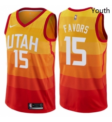 Youth Nike Utah Jazz 15 Derrick Favors Swingman Orange NBA Jersey City Edition