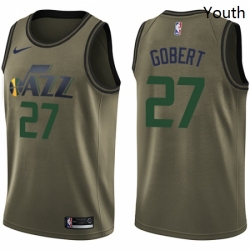 Youth Nike Utah Jazz 27 Rudy Gobert Swingman Green Salute to Service NBA Jersey