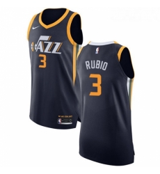 Youth Nike Utah Jazz 3 Ricky Rubio Authentic Navy Blue Road NBA Jersey Icon Edition 