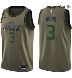 Youth Nike Utah Jazz 3 Ricky Rubio Swingman Green Salute to Service NBA Jersey 