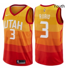 Youth Nike Utah Jazz 3 Ricky Rubio Swingman Orange NBA Jersey City Edition 
