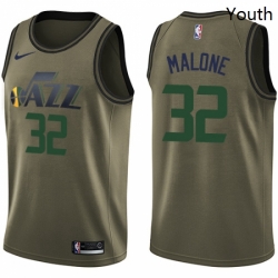 Youth Nike Utah Jazz 32 Karl Malone Swingman Green Salute to Service NBA Jersey