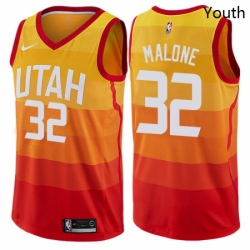 Youth Nike Utah Jazz 32 Karl Malone Swingman Orange NBA Jersey City Edition