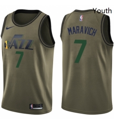 Youth Nike Utah Jazz 7 Pete Maravich Swingman Green Salute to Service NBA Jersey