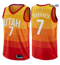 Youth Nike Utah Jazz 7 Pete Maravich Swingman Orange NBA Jersey City Edition