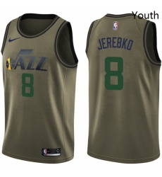 Youth Nike Utah Jazz 8 Jonas Jerebko Swingman Green Salute to Service NBA Jersey 