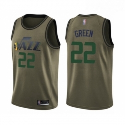 Youth Utah Jazz 22 Jeff Green Swingman Green Salute to Service Basketball Jersey 
