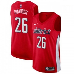 Men Nike Washington Wizards 26 Spencer Dinwiddie Red NBA Swingman Earned Edition Jersey