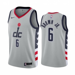 Men Nike Washington Wizards 6 Troy Brown Jr Gray NBA Swingman 2020 21 City Edition Jersey