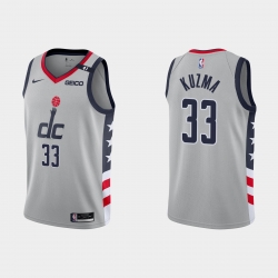 Men Nike Washington Wizards  Kyle Kuzm 33 Gray Stitched NBA Jersey