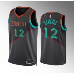 Men Washington Wizards 12 Isaiah Livers Black 2023 24 City Edition Stitched Basketball Jersey