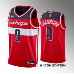 Men Washington Wizards 9 Justin Champagnie Red Icon Edition Stitched Basketball Jersey