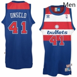 Mens Adidas Washington Wizards 41 Wes Unseld Authentic Blue Bullets Throwback NBA Jersey
