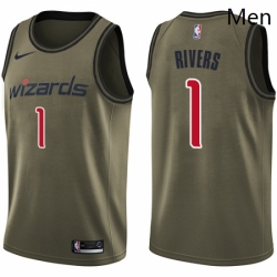 Mens Nike Washington Wizards 1 Austin Rivers Swingman Green Salute to Service NBA Jersey 
