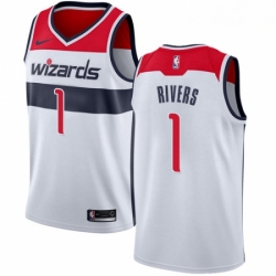 Mens Nike Washington Wizards 1 Austin Rivers Swingman White NBA Jersey Association Edition 