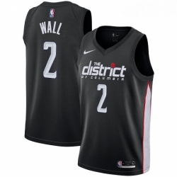 Mens Nike Washington Wizards 2 John Wall Swingman Black NBA Jersey City Edition