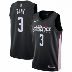 Mens Nike Washington Wizards 3 Bradley Beal Swingman Black NBA Jersey City Edition 