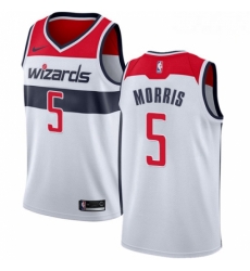 Mens Nike Washington Wizards 5 Markieff Morris Authentic White Home NBA Jersey Association Edition 