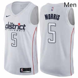 Mens Nike Washington Wizards 5 Markieff Morris Authentic White NBA Jersey City Edition 