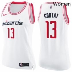Womens Nike Washington Wizards 13 Marcin Gortat Swingman WhitePink Fashion NBA Jersey