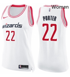 Womens Nike Washington Wizards 22 Otto Porter Swingman WhitePink Fashion NBA Jersey 