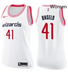 Womens Nike Washington Wizards 41 Wes Unseld Swingman WhitePink Fashion NBA Jersey