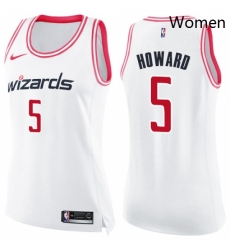 Womens Nike Washington Wizards 5 Juwan Howard Swingman WhitePink Fashion NBA Jersey