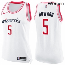 Womens Nike Washington Wizards 5 Juwan Howard Swingman WhitePink Fashion NBA Jersey