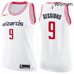 Womens Nike Washington Wizards 9 Ramon Sessions Swingman WhitePink Fashion NBA Jersey 