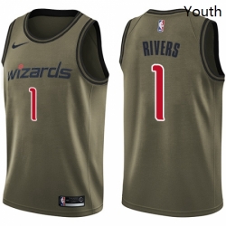 Youth Nike Washington Wizards 1 Austin Rivers Swingman Green Salute to Service NBA Jersey 