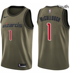 Youth Nike Washington Wizards 1 Chris McCullough Swingman Green Salute to Service NBA Jersey