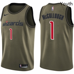 Youth Nike Washington Wizards 1 Chris McCullough Swingman Green Salute to Service NBA Jersey