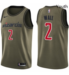 Youth Nike Washington Wizards 2 John Wall Swingman Green Salute to Service NBA Jersey
