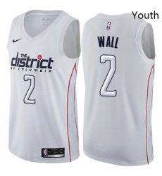 Youth Nike Washington Wizards 2 John Wall Swingman White NBA Jersey City Edition