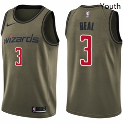Youth Nike Washington Wizards 3 Bradley Beal Swingman Green Salute to Service NBA Jersey 