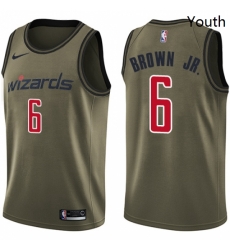 Youth Nike Washington Wizards 6 Troy Brown Jr Swingman Green Salute to Service NBA Jersey 