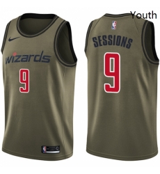 Youth Nike Washington Wizards 9 Ramon Sessions Swingman Green Salute to Service NBA Jersey 