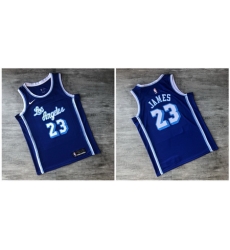 Lakers 23 Lebron James Blue Printed Nike Swingman Jersey