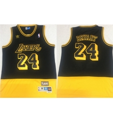 Lakers 24 Kobe Bryant Fluorescent Black Yellow Split Hardwood Classics Jersey